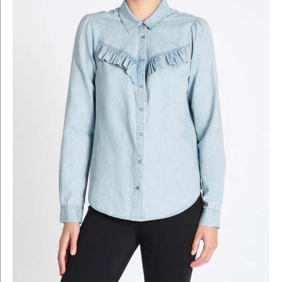 PAIGE Tops - PAIGE Lydra light blue denim button down LS shirt